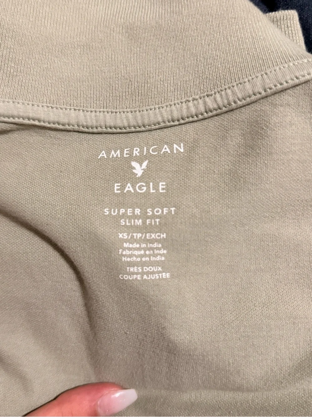 American Eagle Outfitters Light Sage Green Polo